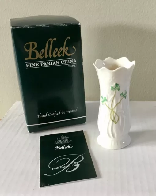 Belleek WOODLAND TOY VASE Fine Parian China Hand Painted IRELAND SHAMROCK