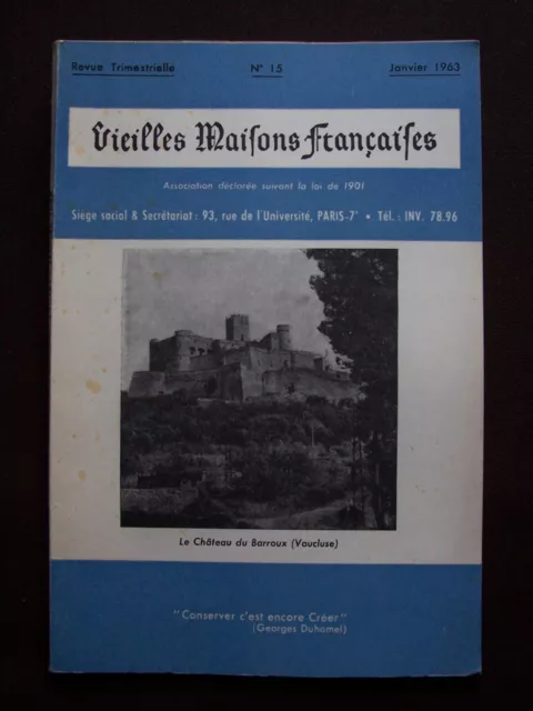 Revue Vieilles Maisons Françaises - N° 15 1963