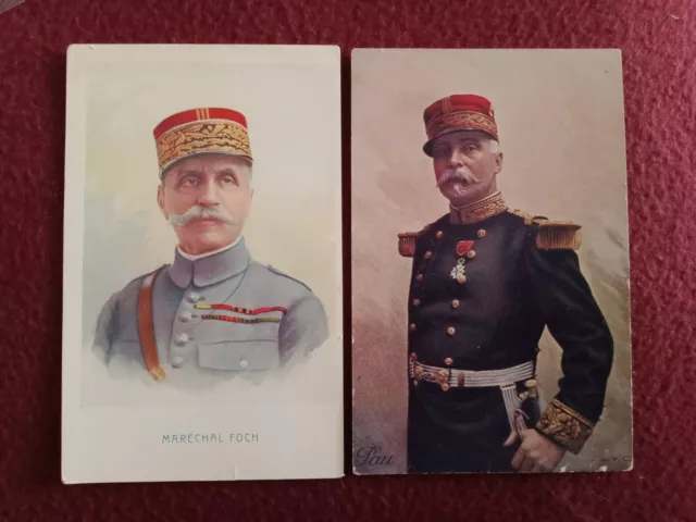 Lot de 2 CPA Militaria - Maréchal Foch - lettre suivie offert