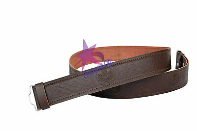 Cardo Highland Fibbia Cintura Kilt Celtica Nodo Rotondo Vera Pelle Cardo Goffrato 