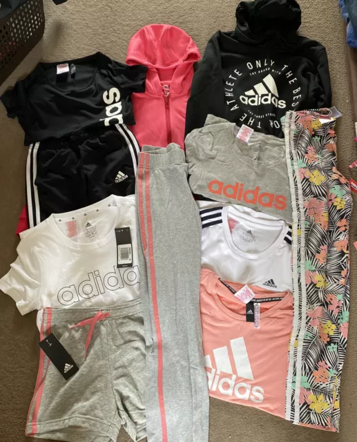 Maglione felpa con cappuccio per ragazze Adidas nuovo con etichette pantaloncini rosa