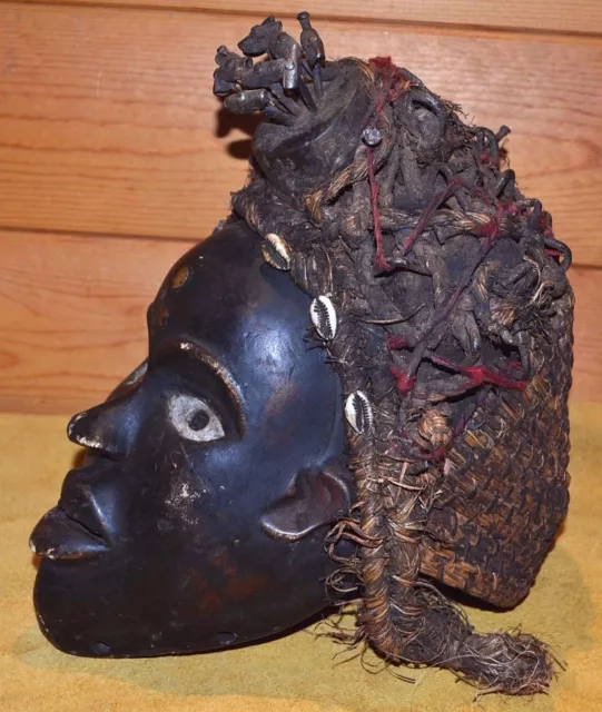 Antique African Bakongo Tribal Nail Fetish Crown Of Thorns Mask Congo, Africa