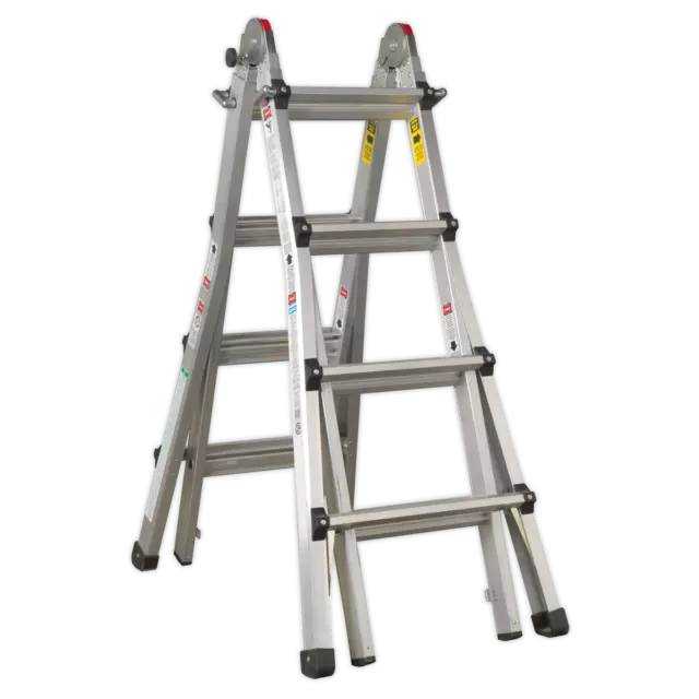 Sealey AFPL3 Aluminium Telescopic Ladder 4-Way EN 131 Adjustable Height
