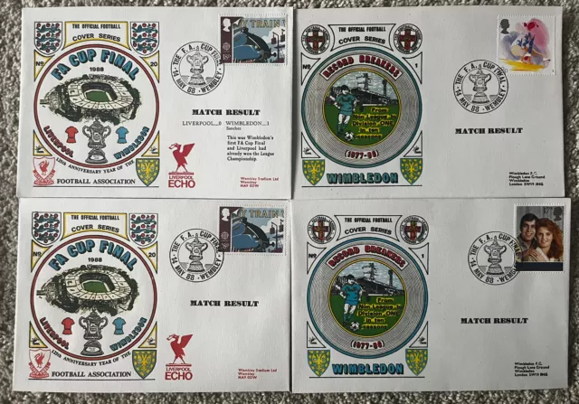 Wimbledon FA Cup Final 14th May 1988 Dawn First Day Cover Set Of 4