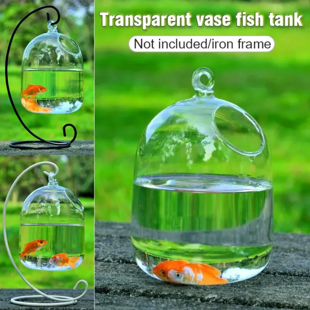 Clear Hanging Glass Aquarium Fish Bowl Fish Tank Flower Plant Vase E