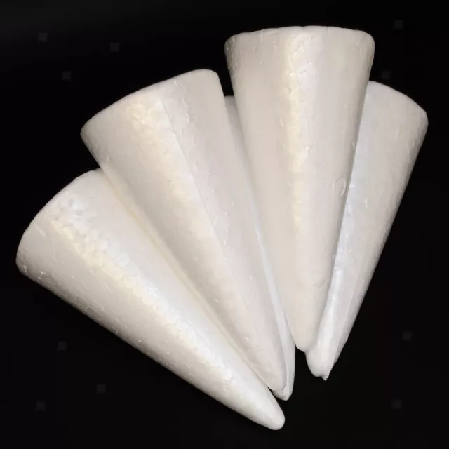 Pack Of 10, 15CM Modelling Polystyrene Styrofoam Cones Foam Ball Solid White 3