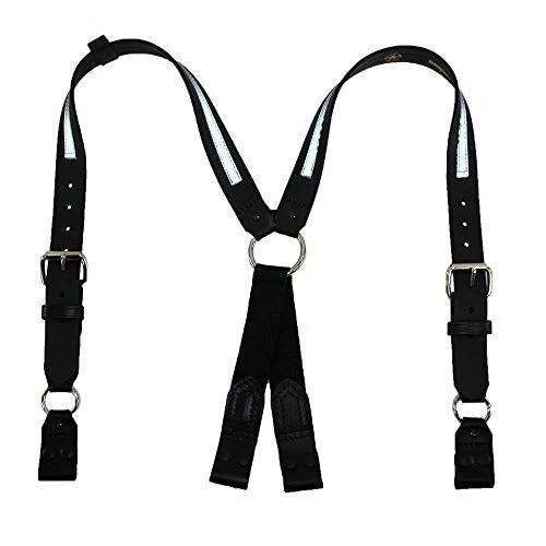 Boston Leather Leather Reflective Loop End Fireman Work Suspenders Black