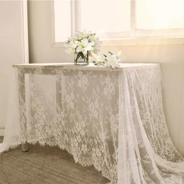 Vintage Embroidered Lace Tablecloth Dining Table Cover Wedding Party Decor White