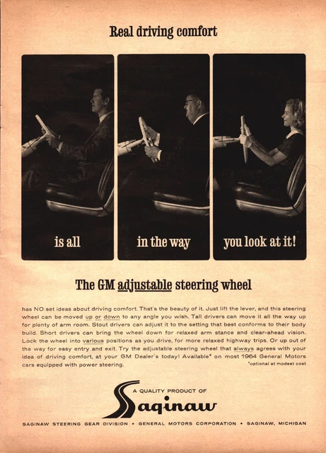 1963 GM Adjustable Steering Wheel 8.5x11 Vintage Paper Print Ad