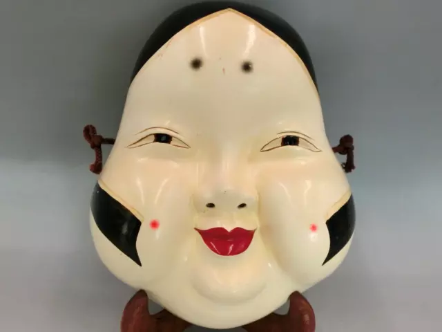 Japanese Vintage Mask "御多福" OTAFUKU Lucky woman face KAGURA Mask