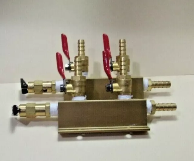 2 Way CO2 Block Manifold with 5/16" Barbs Beer Gas Distribution Splitter (2 Set)
