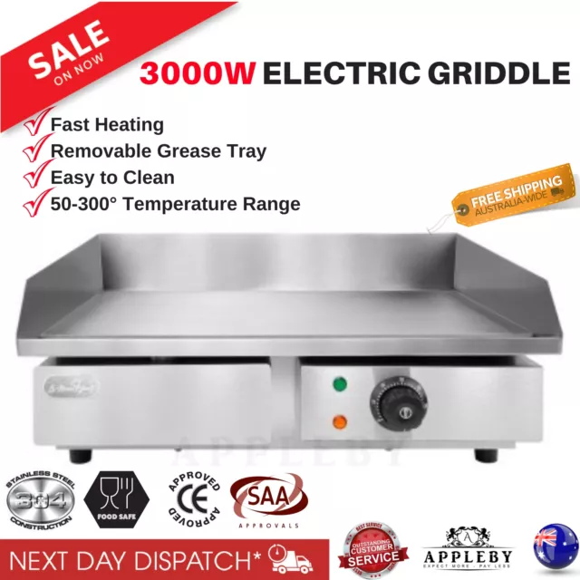 Electric Griddle Grill Hot Plate Cooktop Commercial Shop BBQ Cook Benchtop NEW