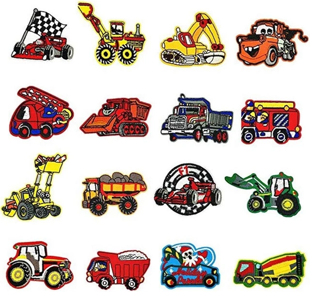 Toppe Termoadesive 16 Pezzi Camion Toppe per Vestiti Distintivo di Cucito R
