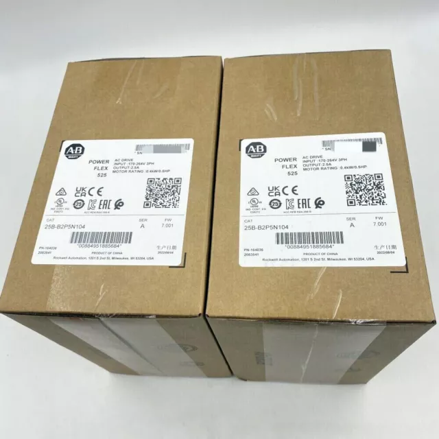 New SEALED 25B-B2P5N104 Allen-Bradley PowerFlex 525 AC Drive 0.4kW 0.5Hp 2023