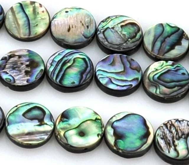 Green Abalone Shell Mother of Pearl Beads Double Sided for Jewllery Making