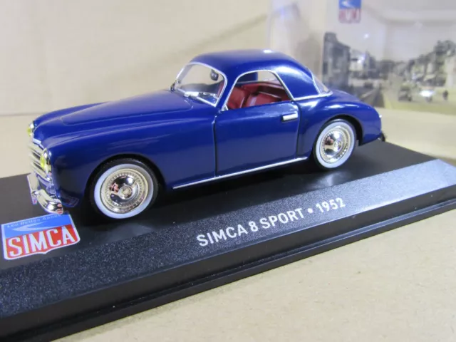 758U IXO Altaya 3 Simca 8 Sport 1952 Coupé Bleu 1:43 Neuf + Boite