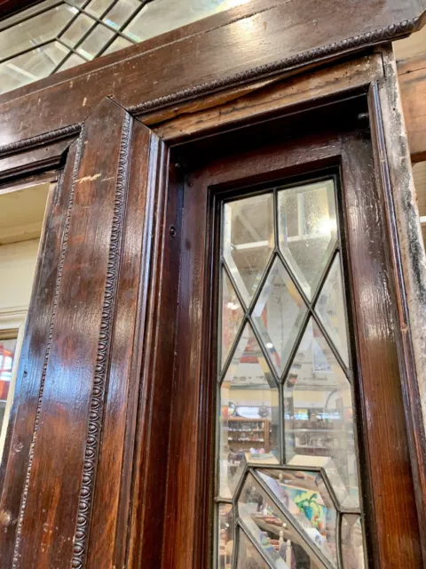 1800s Exterior Door - 80" x 114" w. Leaded Beveled Glass Sidelights & Transom 3