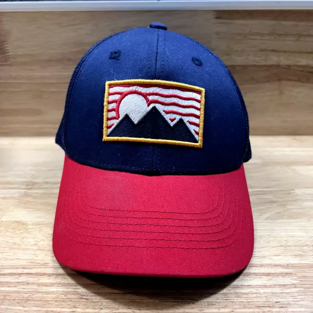 George Hat Cap Mountain Scene Snap Adjustable Trucker Red Blue Walmart Meshback