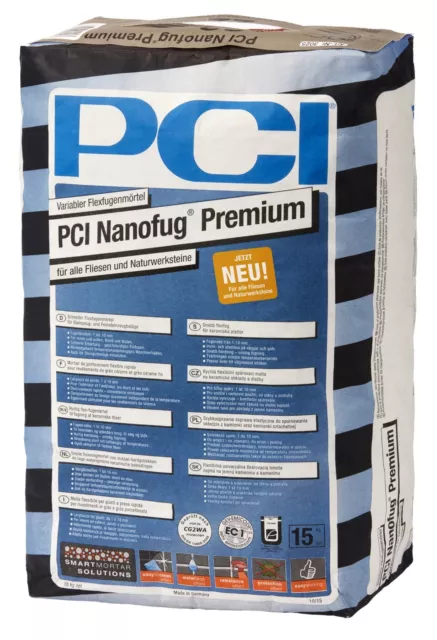 Mortero de juntas flexibles PCI Nanofug Premium 30 kg gris claro para azulejos y piedra natural