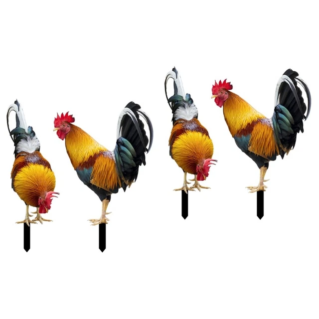 4 PCs Hahn Hofpfahl chicken garden statue Simulation Rooster Stakes Home Decor R