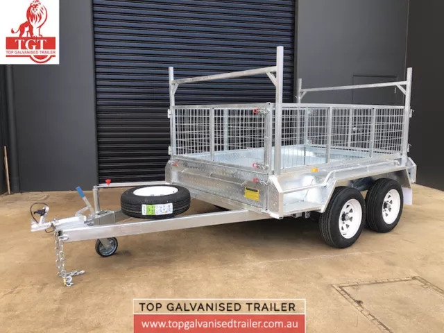 8x5 TANDEM TRAILER LADDER RACKS 600MM CAGE TOP GALVANISED TRAILER 2000KG ATM 2