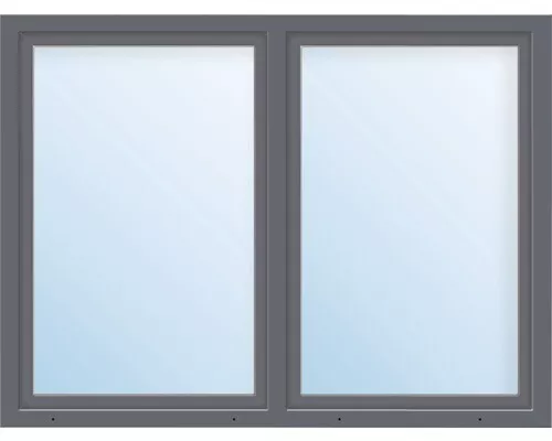 Kunststofffenster 2-flg. mit Stulppfosten ARON Basic weiß/anthrazit 1200x1000 mm