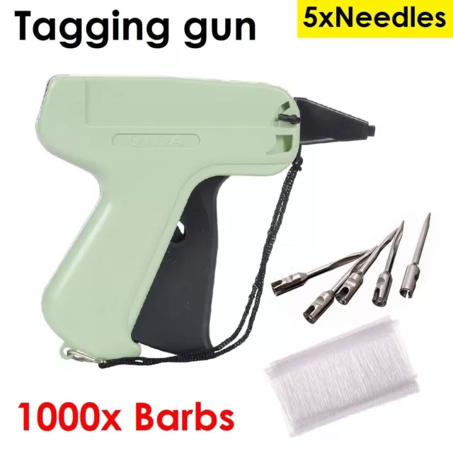 Clothes Garment Price Label Tags Tagging Gun Machine+1000 Barbs+ 5 Steel Needles