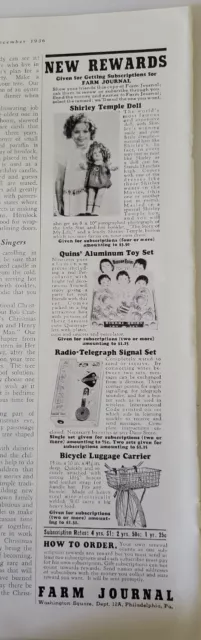 1936 Shirley Temple doll  Dionne Quintuplets Quints toyset Vintage toy ad
