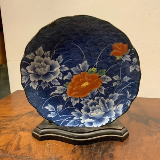 Japanese Blue Flower Porcelain Plate Dish