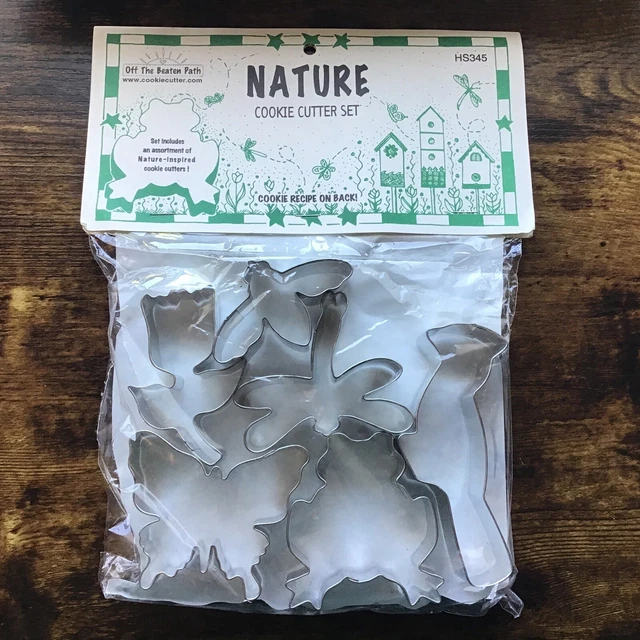 New Nature Cookie Cutter Set Of 6 Butterfly, Frog, Palm Tree, Bee, Tulip, Bird