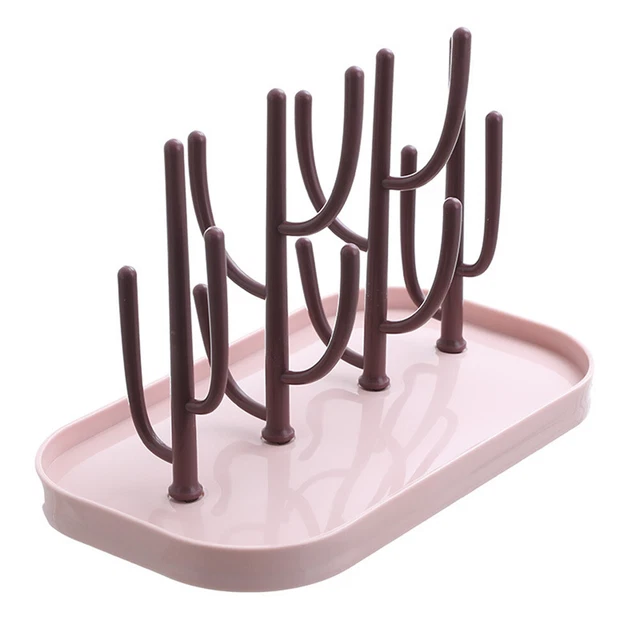 Estantes de secado para biberones de alimentación para bebés portaestantes de limpieza para vasos de agua (rosa)