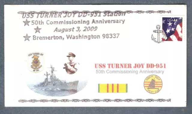 Greytcovers Naval Cover Uss Turner Joy Dd-951 50Th Anniversary Of Commissioning