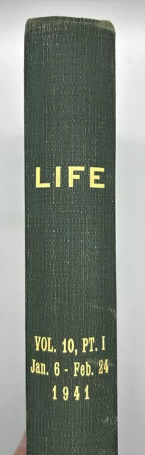 Life Magazine Bound Hardcover Vol. 10, Pt. I, Jan 6-Feb 27, 1941 Ex-Libris VG