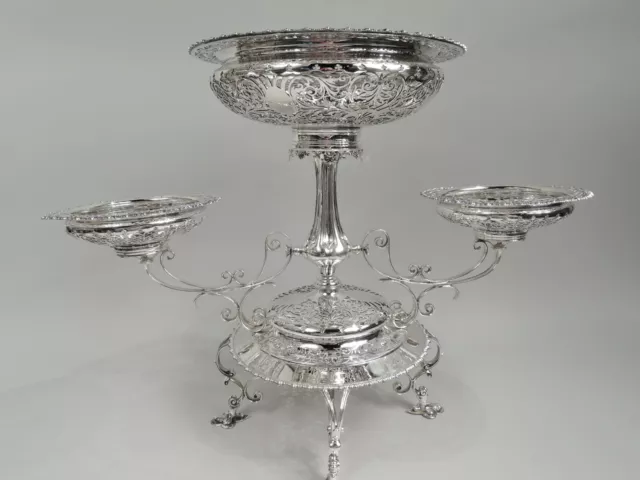 Edwardian Epergne Antique Art Nouveau Centerpiece English Sterling Silver Dixon 2