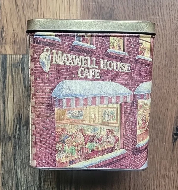 Vintage Maxwell House Cafe Cappuccino Advertising Collectible Tin Winter 1997