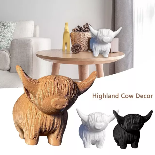 Cute Highland Cow Figurine Highland Cow Decor Cow Ornament Funny Highland Cow