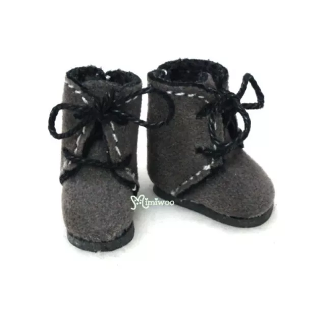 SBB008GRY -- 2.2cm Shoes Flocked Boots GREY fit Middie Blythe Obitsu 11cm Doll