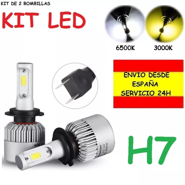 Kit LED H7 Carretera coche moto camion bombillas cruce larga corta 6500K o 3000K