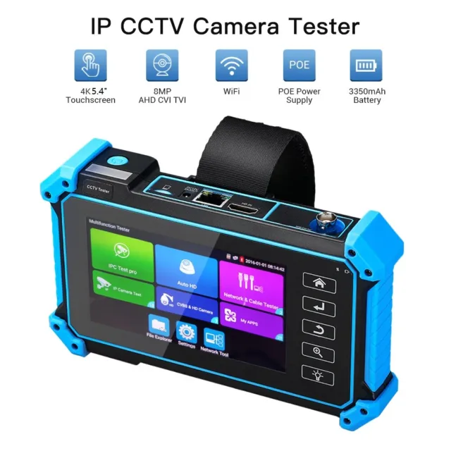 5.4 inch 4K 8MP WIFI CCTV Camera Tester IPC AHD CVI TVI CVBS Analog Monitor Test