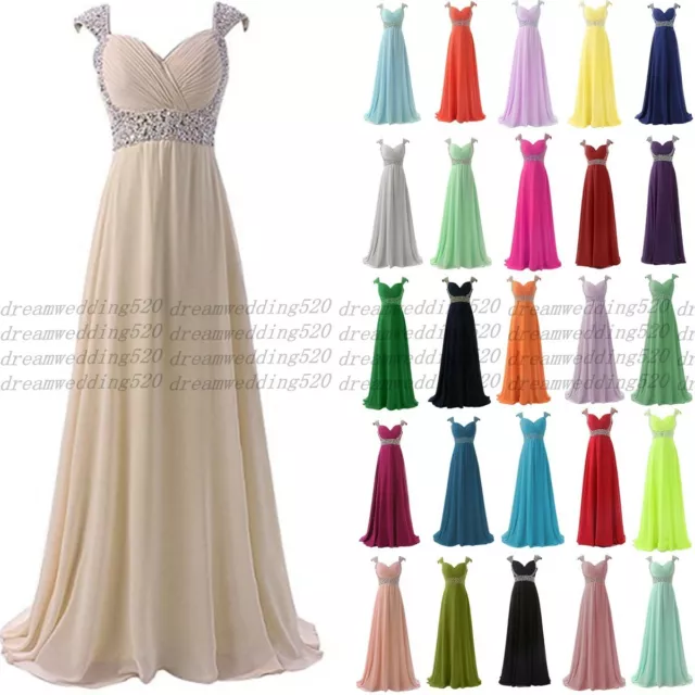 Long Chiffon Wedding Evening Formal Party Ball Gown Prom Bridesmaid Dresses 6-30