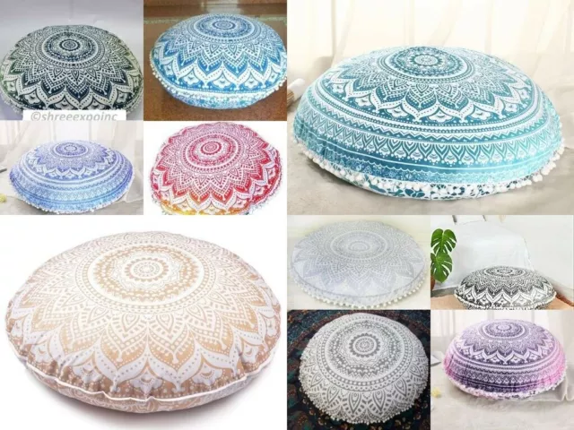 Coussin de sol rond de 32 po Ottoman Pouf Housse de coussin de méditation...