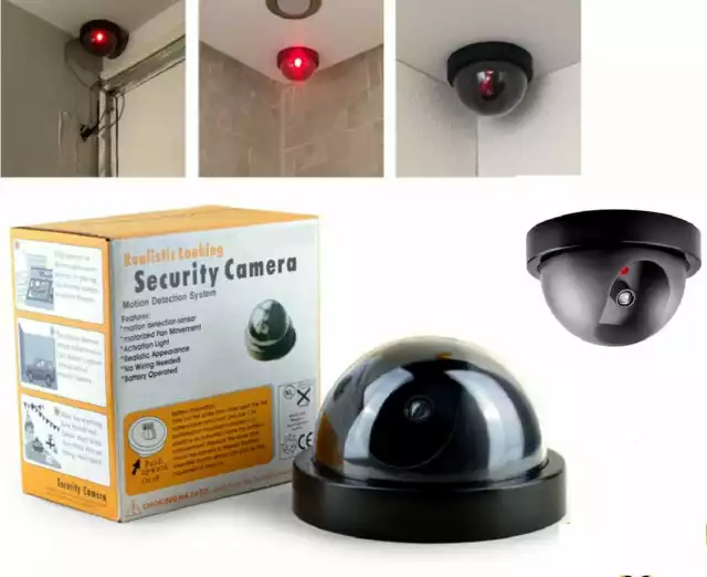 Dummy Camera Fake Security CCTV Dome Camera with Flashing Red LED Light