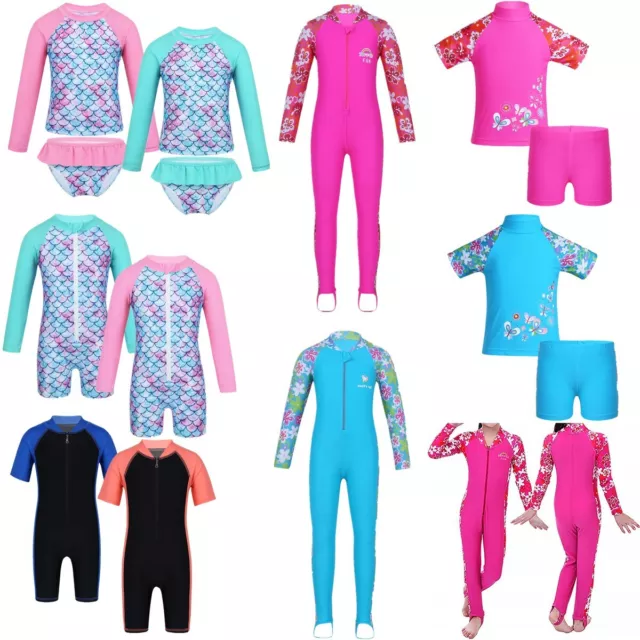 Kids Boys Girls Full Body Swimwear Rash Guard UV Protection Swimming Swimsuit