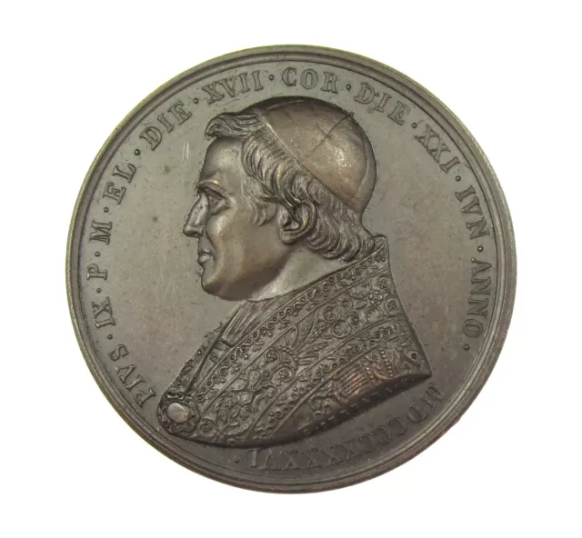 ITALY VATICAN 1846 POPE PIUS IX CORONATION 44mm MEDAL - BY CERBARA