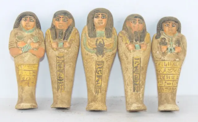 5 RARE ANCIENNE ÉGYPTIENNE PHARAONIQUE ANTIQUE Ushabti Shabti Statues...