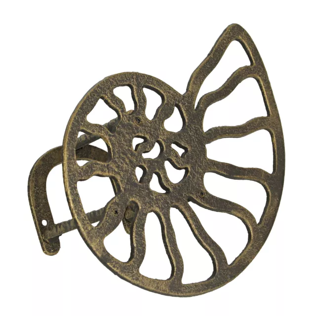 Bronze Cast Iron Nautilus Shell Decorative Garden Hose Holder Nautical Décor