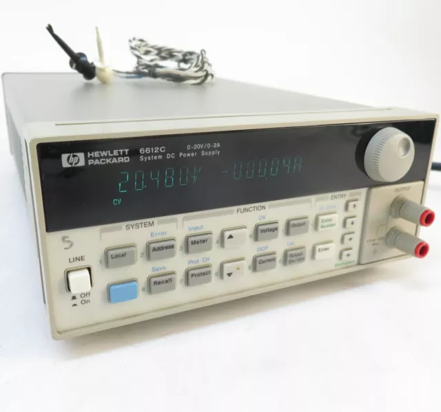 HP 6612C 40 Watt, System DC Power Supply 20V 2A w/ Hook Leads, Agilent, Keysight