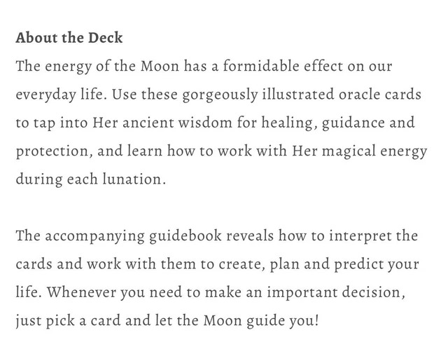 MOONOLOGY ORACLE CARDS: 44-Card Moon Astrology Oracle Deck & Guidebook ...