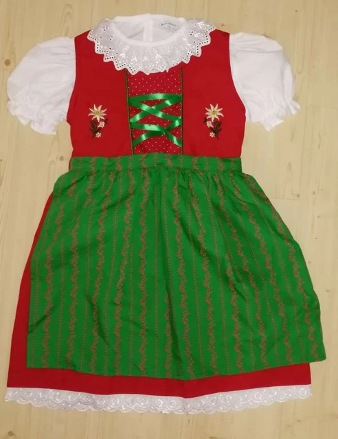 Dirndl per bambini rosso-verde erba per ragazze