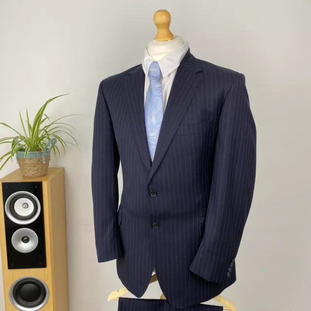 Gieves & Hawkes of Savile Row Blue Pinstripe 2 Two Piece Suit Modern Sharp (40R)